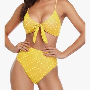 Honlyps Bikini Swimwear Womens High Waisted Two Piece Swimsuit Tie Knot High Cut